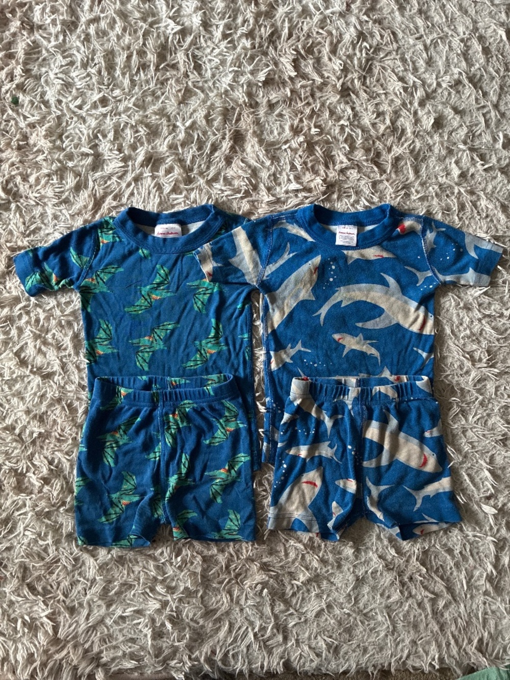 2 Pairs Play Hanna Andersson Pajamas Short Johns Sharks Size 4